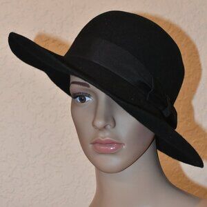 Vintage Bermona Trend Black Hat with Ribbon from England